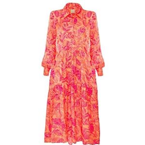 Swing Fashion Lange jurk voor dames | elegante jurk | feestjurk | avondjurk | trouwjurk | baljurk | lange jurk | lange mouwen | manchetten | oranje | 36, oranje, 38, Oranje