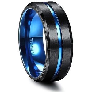 FIOROYAL Heren Ring Titanium 8 mm zwarte herenring paar verlovingsringen trouwring trouwring heren ringen voor heren maat 54-70, Titanium