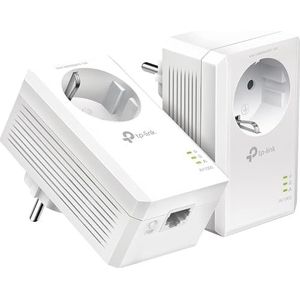 TP-Link TL-PA7017P 1000 Mbps Powerline Socket met 1 Gigabit Ethernet Port en Integrated Socket (Type F), Powerline Box Kit of 2 - Ideale oplossing om thuis te genieten van Multi-TV service.