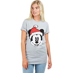 Disney Mickey Santa T-shirt voor dames, Grijze Heather