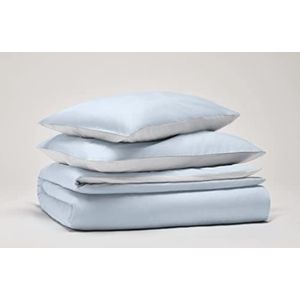 SWEET HOME Pantone™ Beddengoedset voor eenpersoonsbed, 155 x 200 cm, 100% percal, draaddichtheid 200, eenpersoonsbed, dubbelzijdig lichtblauw/wit
