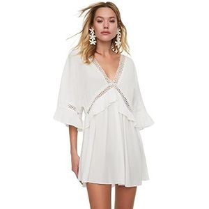 Trendyol Robe de plage tissée classique pour femme, blanc, 62