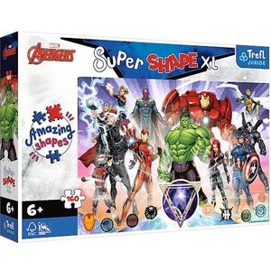 Trefl Junior – Marvel the Avengers, The Moed of the Avengers – puzzels 160 XL Super Shape – gekke vormen, grote stukken, sprookjesfiguren om in te kleuren, vanaf 6 jaar.