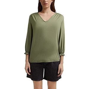 ESPRIT Shirt met lange mouwen van Lenzing™ Ecovero, licht kaki (345)