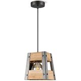 Hanglamp ijzer vintage hout ijzer hanglamp hanglamp industrieel rustiek design met E27-fitting grijs bruin