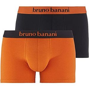 bruno banani Set van 2 retroshorts voor heren, pompoen/zwart // zwart/pompoen