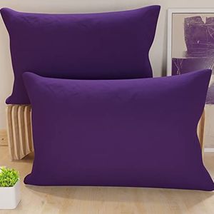 PETTI Artigiani Italiani - 1 paar kussenslopen, effen, paars, 100% microvezel, hypoallergeen, 100% gemaakt in Italië CFTUM-Viola-X2, 2 x voeten 52 x 82 cm