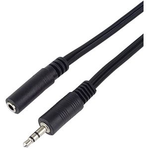 Premium Cord jack-kabel, 5 m, 3,5 mm jackstekker, mannelijke naar vrouwelijke stereojackstekker, AUX-audioverbindingskabel, voor mobiele telefoons, tv, MP3, hifi, afgeschermd, kleur zwart