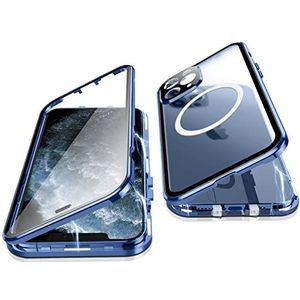 Jonwelsy Beschermhoes voor iPhone 11 Pro, 360 graden bescherming, magnetische adsorptie, case, bumper, metaal, voor glas en achterkant, mat, polycarbonaat, beschermhoes voor 11 Pro 5,8 inch (blauw)