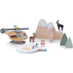 Sevi Play Set Sauvetage aèrien Alpes Jeux et constructions en Bois pour Les Enfants à partir de Deux Ans | 29x11,5x19cm Nature | modèle 87863