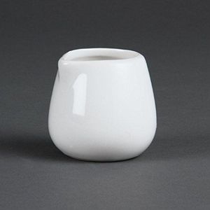 Olympia Whiteware compacte kan van wit porselein, 43 ml, afgeronde randen, krasbestendig, ergonomisch mondstuk, 12 stuks