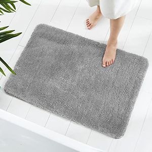 GONICVIN Pluizige microvezel badkamermat, absorberend, antislip, machinewasbaar, voor badkuip, douche en badkamer (grijs) 70 x 120 cm