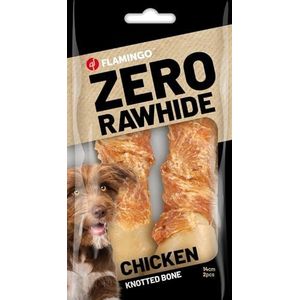 Flamingo Snoepjes – Zero Rawhide – voor een eenvoudigere spijsvertering – geknoopt bot met kip – 2 stuks van 14 cm, 60 g.