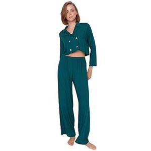 Trendyol Ensemble de pyjama tissé uni pour femme (lot de 2), bleu sarcelle, 62