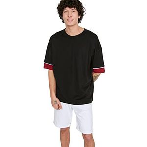 Trendyol T-shirt tissé à col rond pour homme, Noir, M