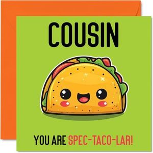 Verjaardagskaarten voor neef - Spec-Taco-lar - Grappige verjaardagskaart voor neef van de familie, verjaardagscadeaus voor neef, 145 mm x 145 mm, grappige wenskaarten voor mannen en