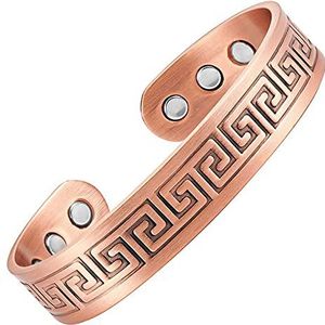 Magnetische armband voor heren, 17,8 cm, labyrint motief, valentijnscadeau voor hem, 15 mm breed, 7 inches, koper