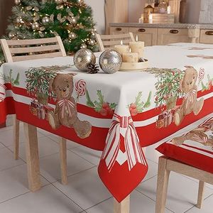 PETTI Artigiani Italiani - Kersttafelkleed, vlekafstotend, rechthoekig, kersttafelkleed, motief beer, X6-zits (140 x 180 cm), 100% Made in Italy