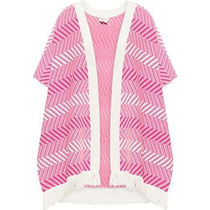 aleva Poncho tricoté pour femme, rose/blanc, M-L