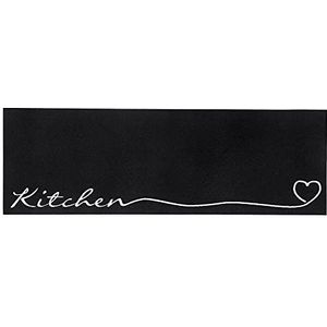 Zala Living Cook & Clean Tapijt, antislip, keukentapijt, wasbaar, voor hal, keuken, woonkamer, zwart, 50 x 150 cm