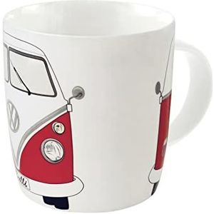 BRISA VW Volkswagen Collection Grote keramische mok voor koffie, thee en cappuccino (Bus Front/Rood)