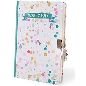 I-TOTAL® - Geheim dagboek met metalen slot en twee sleutels/geheim dagboek met puntpagina's, geheim dagboek, witte kaart (blaren)