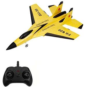 Grust RC vliegtuig 2.4G EPP miniatuur vliegtuig outdoor speelgoed - Su-35 op afstand bestuurde modelbouwset voor kinderen, vaste vliegtuig met handleiding USB oplader afstandsbediening enz. geel