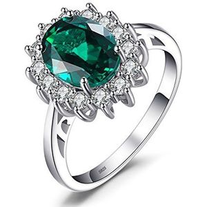 Jewelrypalace Vintage Princess Diana William Kate Middleton Ovaal 2.5ct Nano Russian Gesimuleerde Emerald Halo Verlovingsring 925 Sterling Zilver