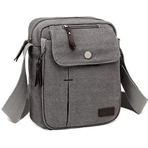 Kono Kleine schoudertas van canvas voor heren, duurzame reistas met meerdere zakken, grijs., Messenger Bag