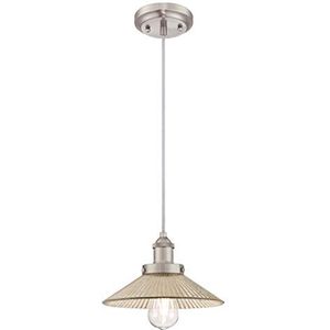 Westinghouse Lighting 6338840 63388 hanglamp voor binnen, met één lamp, antieke spiegelafwerking, glas, geborsteld nikkel