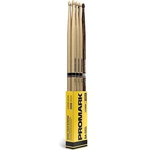 ProMark Rebound Batterij Staaf – Rebound 5A Drumsticks – Firegrain – verzwaringsgevoel achter – gelakte afwerking, eikelpunt, hickoryhout – 3 paar Rebound 5A + 1 paar FireGrain 5A