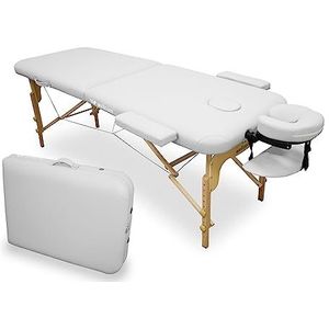 QUIRUMED WELLCORE Massagetafel van kunstleer, opvouwbaar, 185 x 65 cm, in hoogte verstelbaar, afneembare kop, twee uitbreidingsarmen, gezichtsgat, kleur wit, tot 225 kg