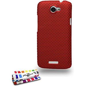 Muzzano Beschermhoes voor HTC One X+ [L'Alveolia Premium] [rood] + stylus en reinigingsdoek van Muzzano® – Ultieme elegante en duurzame bescherming voor uw HTC One X+