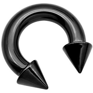 FECTAS PA Prins Albert Piercing Ring 2G-4G-6G-8G-10G-12G 12mm/16mm Chirurgisch Staal Piercing Sieraden Zwart Zilver, Roestvrij staal
