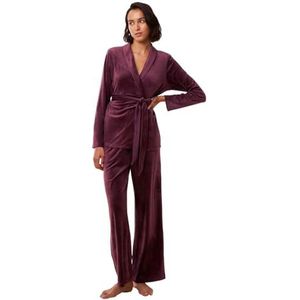 Triumph Sensual Velour Wide Leg Pyjamabroek voor dames, Diep Bourgondië