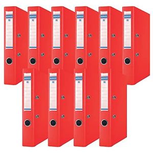 DONAU 10 stuks hoogwaardige dunne mappen DIN A4-5 cm marineblauw PP kunststof omslag karton ringband groene stippen rood