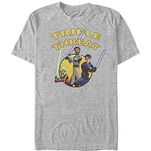 Star Wars Triple Threat Organic T-shirt met korte mouwen, grijs gemêleerd, XXL, grijs gemêleerd