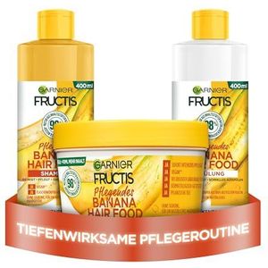 Garnier Fructis 3 stuks diepterijke haarverzorgingssets en vitamine- en lipidencomplex, Banana Hair Food Voedingsshampoo (400 ml), conditioner (400 ml),