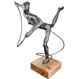 Casablanca Dansende vrouw sculptuur, decoratieve figuur van aluminium en hout, kleur: donkergrijs antraciet, hoogte 30 cm