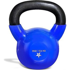 Yes4All Vinyl gecoate kettlebell-gewichten – ideaal voor volledige lichaamstraining en krachttraining (30 lbs – donkerblauw)