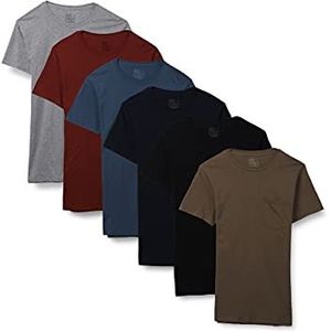 Fruit of the Loom Pocket T-shirt multipack ondergoed heren (6 stuks), Set van 6 verschillende kleuren.