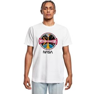 Merchcode NASA Mission Ops T-shirt pour homme Coupe droite 100% coton, Blanc., M