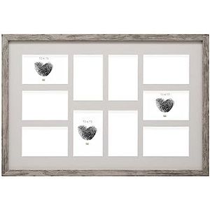 Deknudt Frames S45RH7P10 fotolijst voor 10 foto's, hout, 40 x 60 cm, formaat 10 x 15 cm, grijs/beige