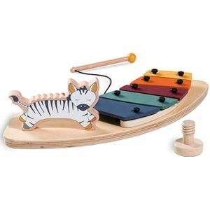 Hauck Zebra Xilophone Babyspellen 1 jaar hout FSC®, Montessori speelgoed - handcoördinatie, compatibel met speelbord voor Alpha Plus en Beta Plus, Zebra