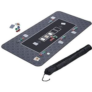 Relaxdays Pokermat 180 x 90 cm Texas Holdem Grote antislip pokermat polyester poker accessoires zwart