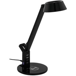 EGLO Banderalo Led-bedlamp, dimbaar, voor bureau met QI-oplader, designlamp van kunststof, zwart, warmwit, neutraal, koud