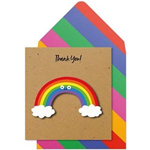 Tache Hoogwaardige, handgemaakte regenboog-bedankkaart met envelop.