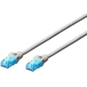 DIGITUS Cat 5e LAN-kabel, 2 m, CCA netwerkkabel met RJ45, U/UTP, niet afgeschermd, Cat-6 & Cat-5, grijs