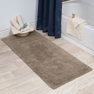 Lavish Home Badmat van katoen, 61 x 152 cm, omkeerbaar, zacht, absorberend, machinewasbaar, taupe