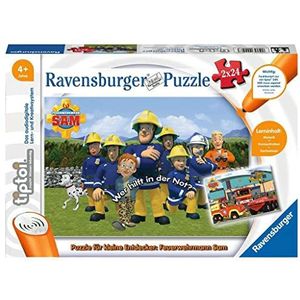 Ravensburger tiptoi spel 00046 puzzel voor kleine ontdekkers: brandweerman Sam - 2x24 stukjes kinderpuzzel vanaf 4 jaar, voor jongens en meisjes, 1 speler
